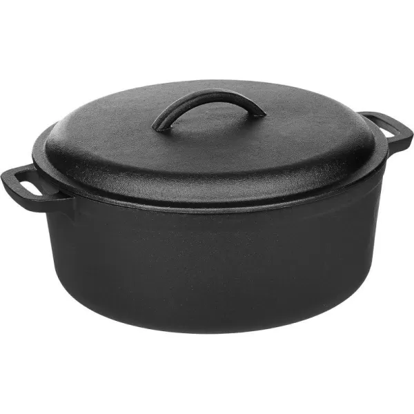 Amazon Basics PreSeasoned Cast Iron Round Dutch Oven with Dual Handles 2Quart Black7Quart