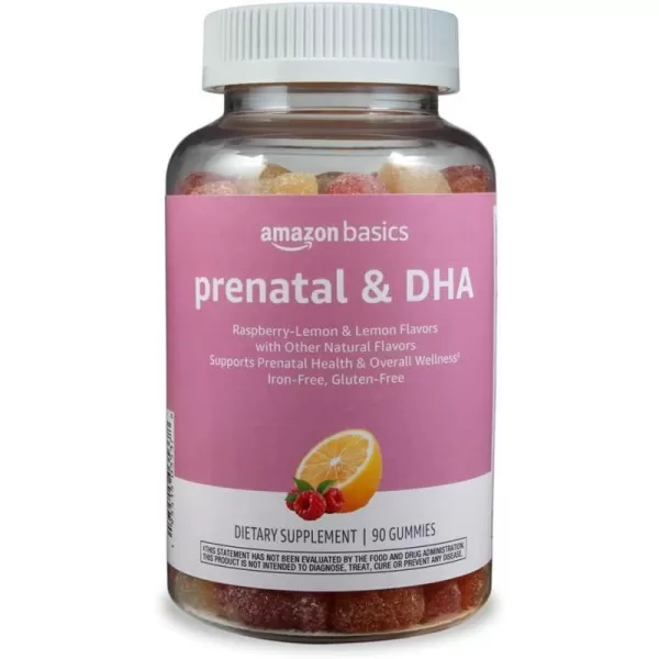 Amazon Basics Prenatal amp DHA Gummy Rasberry amp Lemon Flavor 90 Count Previously Solimo90 Count Pack of 1