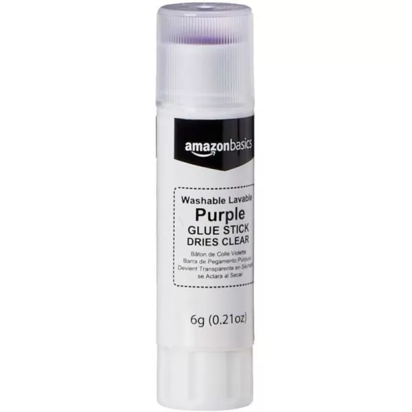 Amazon Basics Purple Washable School Glue Sticks Dries Clear 024oz Stick60PackSmall 4Pack