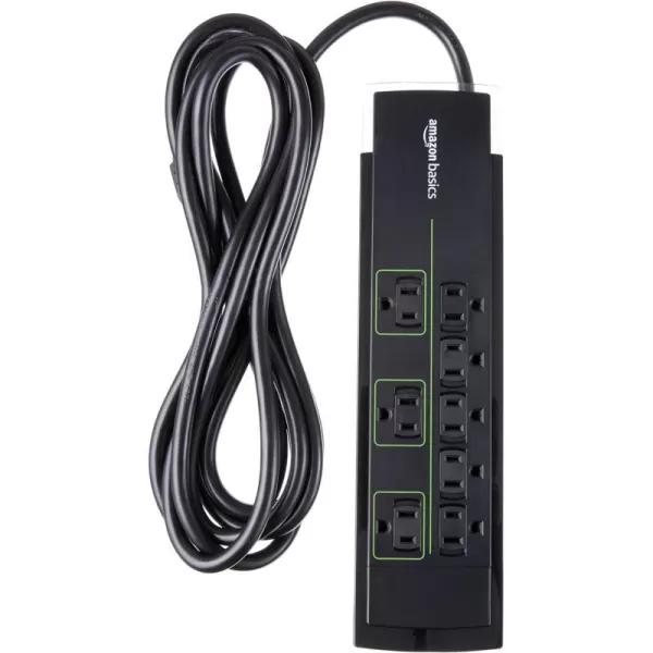 Amazon Basics Rectangular 12Outlet Power Strip Surge Protector  4320 Joule 10Foot Cord Black12foot Cord