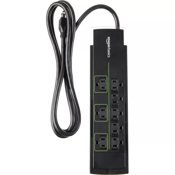 Amazon Basics Rectangular 12Outlet Power Strip Surge Protector  4320 Joule 10Foot Cord Black6foot Cord