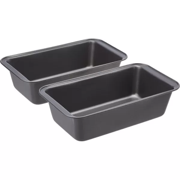 Amazon Basics Rectangular Baking Bread Loaf Pan 95 x 5 Inch Set of 2 GrayLoaf Pan