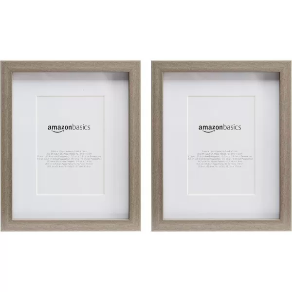 Amazon Basics Rectangular Photo Picture Frame 11 x 14 or 8 x 10 with mat Pack of 2 Gold 1228 x 1518 inches8 x 10 or 5 x 7 Barnwood