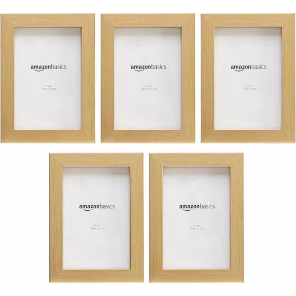 Amazon Basics Rectangular Photo Picture Frame 8 x 10 Pack of 5 Gold 92 x 112 inches4 x 6 Gold