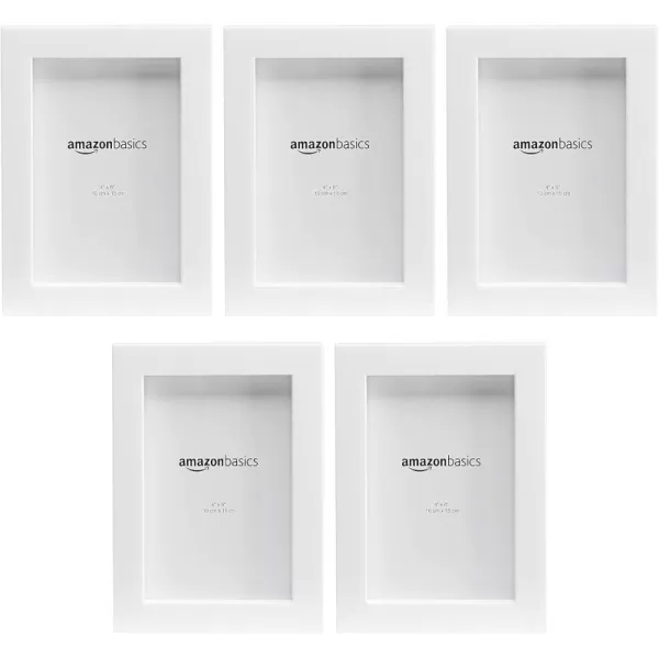 Amazon Basics Rectangular Photo Picture Frame 8 x 10 Pack of 5 Gold 92 x 112 inches4 x 6 White