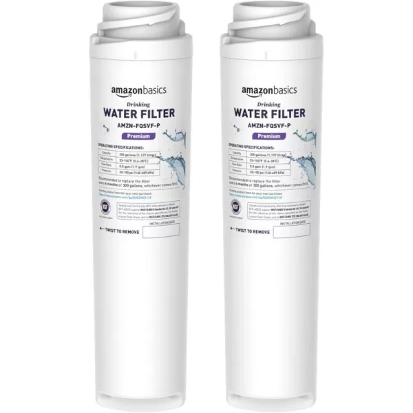 Amazon Basics Replacement GE FQSVF Drinking Water System Filter 2Pack Premium FiltrationPremium