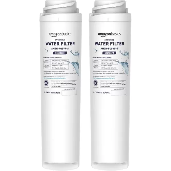 Amazon Basics Replacement GE FQSVF Drinking Water System Filter 2Pack Premium FiltrationStandard