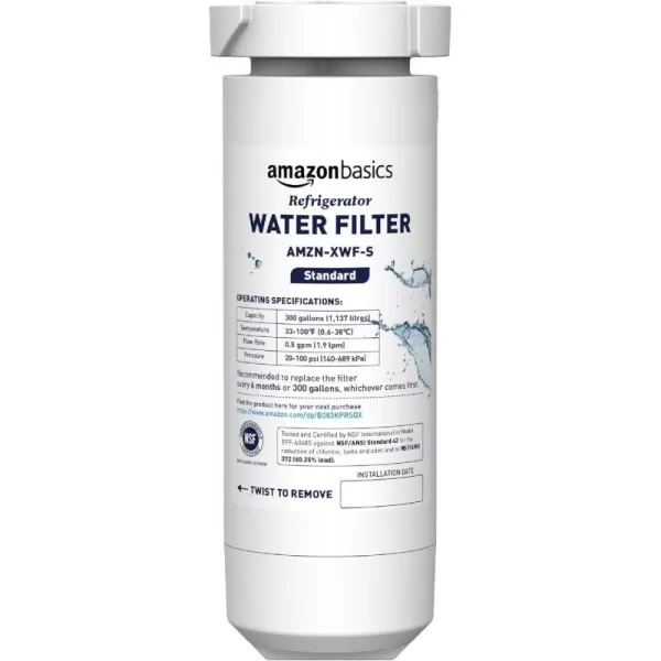 Amazon Basics Replacement GE XWF Refrigerator Water Filter Standard FiltrationAmazon Basics Replacement GE XWF Refrigerator Water Filter Standard Filtration