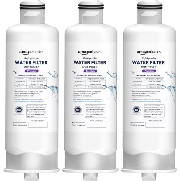 Amazon Basics Replacement Samsung DA9717376B HAFQINEXP Refrigerator Water Filter 3Pack Standard Filtration3Pack Premium