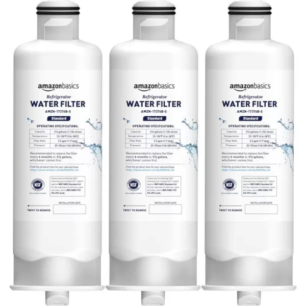 Amazon Basics Replacement Samsung DA9717376B HAFQINEXP Refrigerator Water Filter 3Pack Standard Filtration3Pack Standard