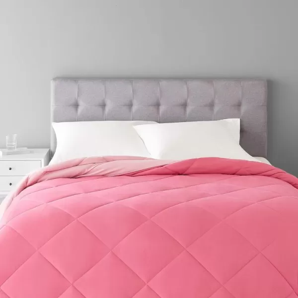 Amazon Basics Reversible Lightweight Microfiber Comforter Blanket TwinTwin XL BlackGreyPink  Blush FullQueen 1Pack