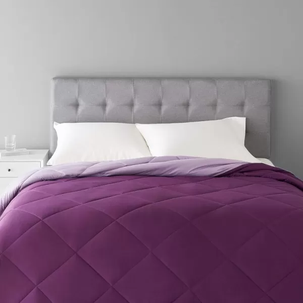 Amazon Basics Reversible Lightweight Microfiber Comforter Blanket TwinTwin XL BlackGreyPlum  Light Purple King 1Pack