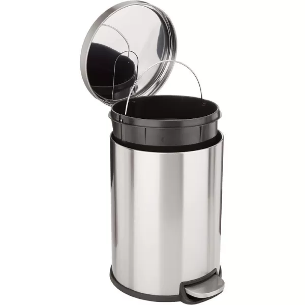 Amazon Basics Round Cylindrical Trash Can With SoftClose Foot Pedal 30 Liter79 Gallon Brushed Stainless Steel20L  53 Gallon