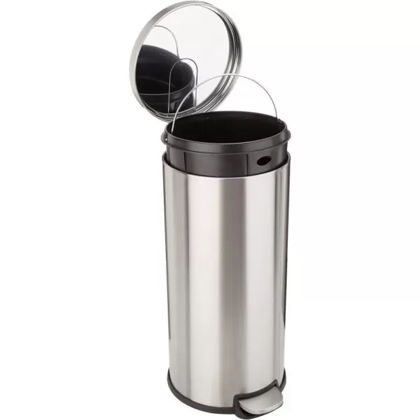 Amazon Basics Round Cylindrical Trash Can With SoftClose Foot Pedal 30 Liter79 Gallon Brushed Stainless Steel30L  79 Gallon
