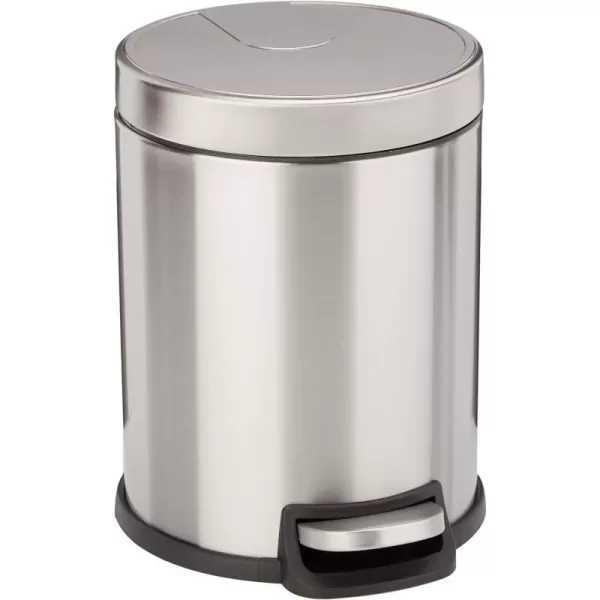 Amazon Basics Round Cylindrical Trash Can With SoftClose Foot Pedal 30 Liter79 Gallon Brushed Stainless Steel5L  13 Gallon