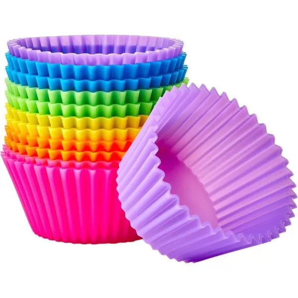 Amazon Basics Round Reusable Silicone Baking Cups Muffin Liners Pack of 24 Multicolor 29 x 296 x 13Pack of 12