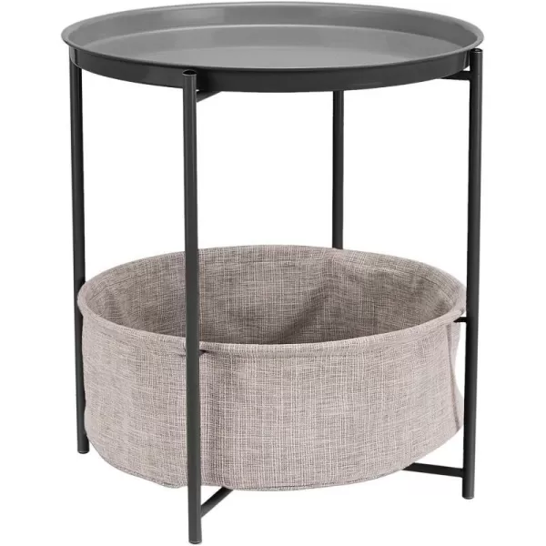 Amazon Basics Round Storage End Table Side Table with Cloth Basket WhiteHeather Gray 177 in x 177 in x 189 inCharcoal