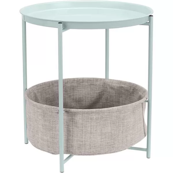 Amazon Basics Round Storage End Table Side Table with Cloth Basket WhiteHeather Gray 177 in x 177 in x 189 inMint Green