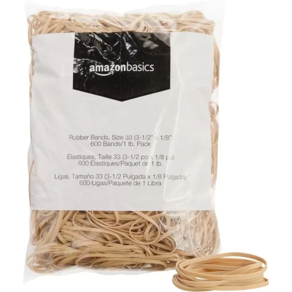 Amazon Basics Rubber Bands Size 33 312 x 18 Inch 600 Bands1 lb Pack 3Pack TanSize 33 18 25Pack