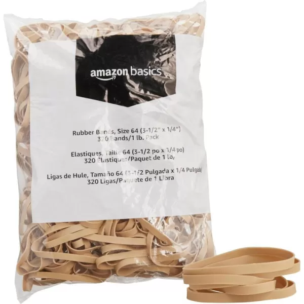 Amazon Basics Rubber Bands Size 33 312 x 18 Inch 600 Bands1 lb Pack 3Pack TanSize 64 14 25Pack