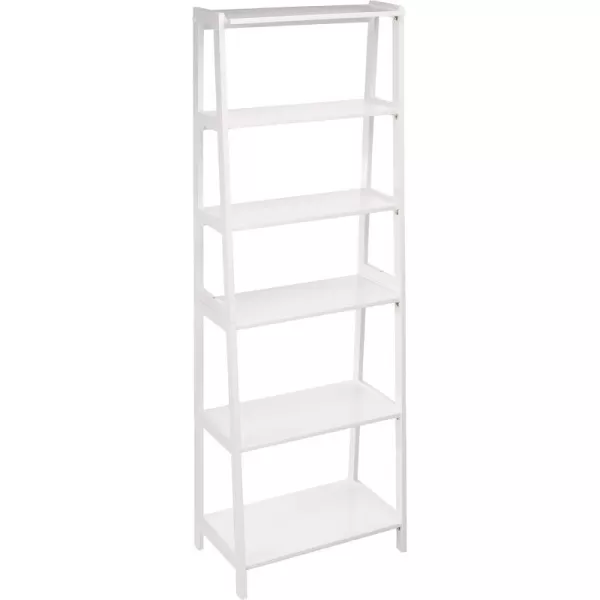 Amazon Basics Rubberwood 5 Shelf Ladder Bookcase White 1503 D x 2598 W x 7448 HWhite