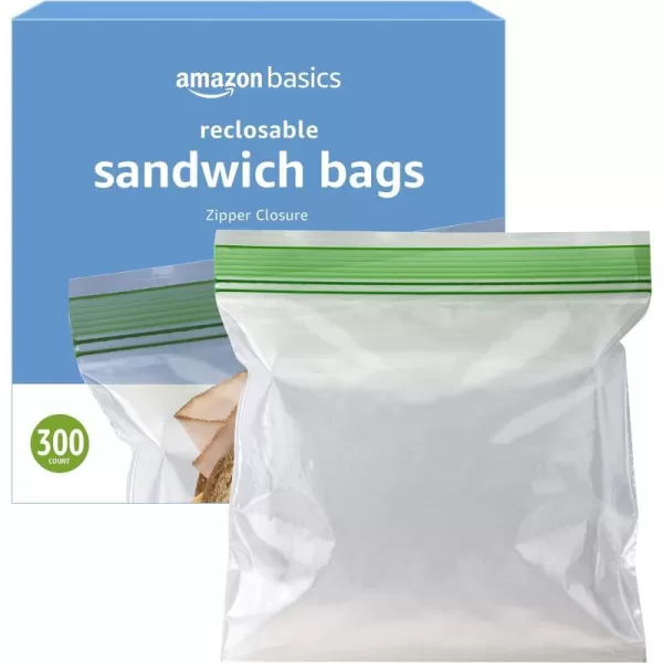 Amazon Basics Sandwich Storage Bags 300 Count Previously Solimoclear 300 Count Pack of 1