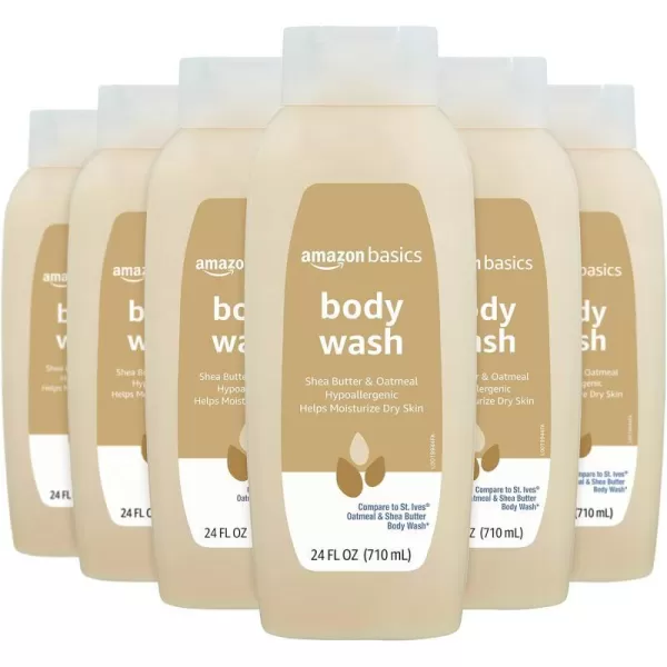 Amazon Basics Shea Butter and Oatmeal Body Wash 24 Fluid Ounces 6Pack Previously Solimo24 Fl Oz Pack of 6