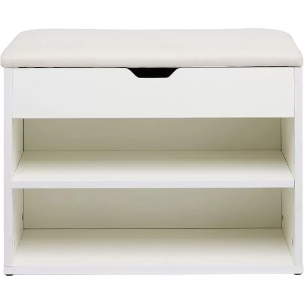 Amazon Basics Shoe Storage Bench WhiteBeigeWhite Beige