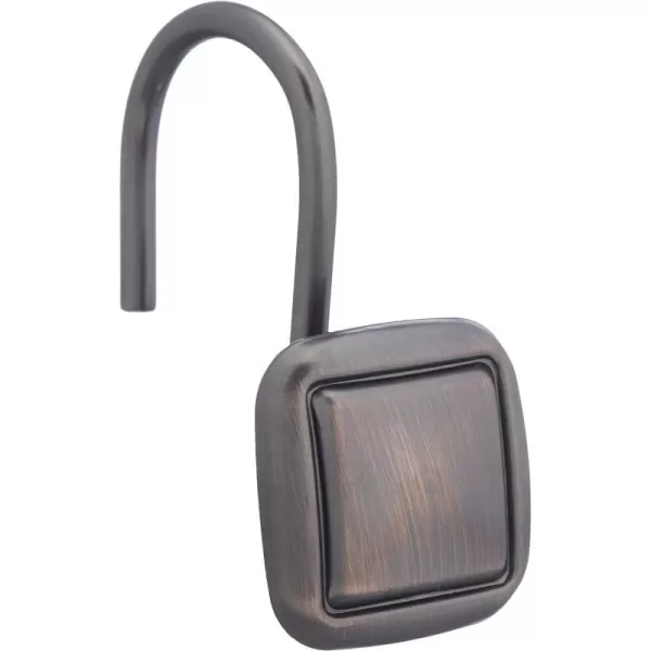 Amazon Basics Shower Curtain Hooks  Lined Square Hooks NickelOilrubbed Bronze Lined Square