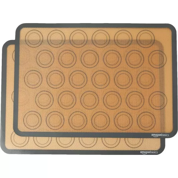 Amazon Basics Silicone NonStick Food Safe Baking Mat Pack of 3 BeigeGray Rectangular 165 x 1162BeigeGray 2Pack Macaron Baking Mats