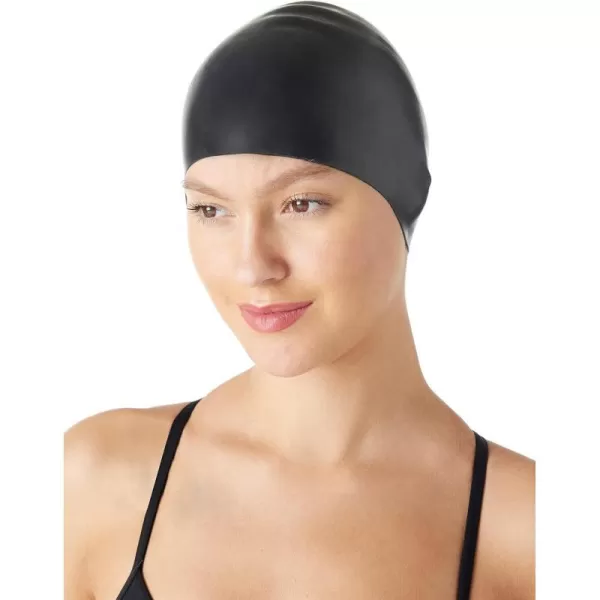 Amazon Basics Silicone Unisex Swim CapsBlack