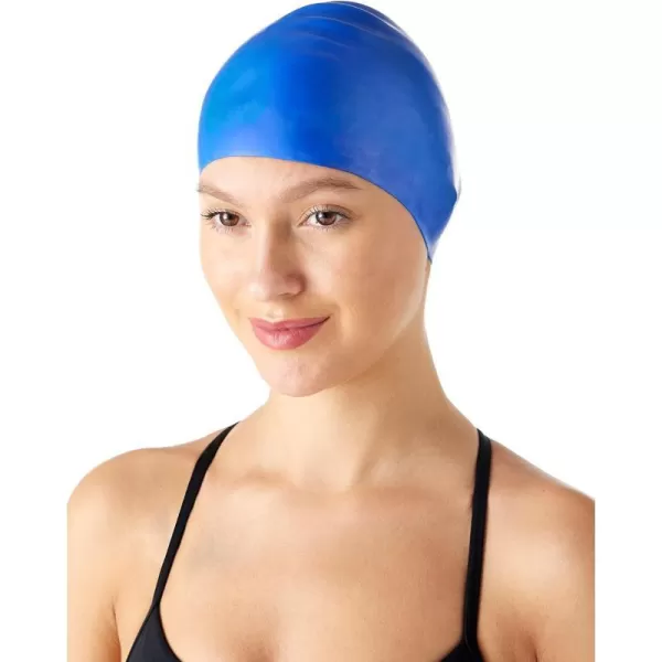 Amazon Basics Silicone Unisex Swim CapsBlue