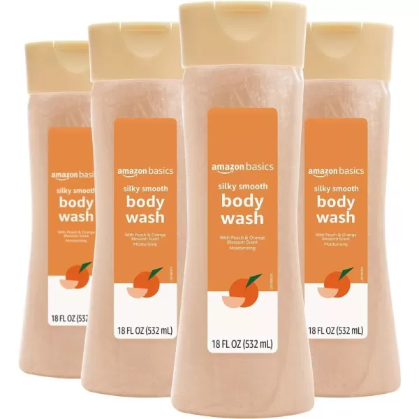 Amazon Basics Silky Smooth Body Wash Peach amp Orange Blossom Scent 18 Fl Oz1800 Fl Oz Pack of 4