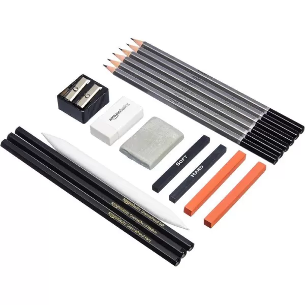 Amazon Basics Sketch and Drawing Art Pencil Kit 17 Piece Set Charcoal Black WhiteAmazon Basics Sketch and Drawing Art Pencil Kit 17 Piece Set Charcoal Black White
