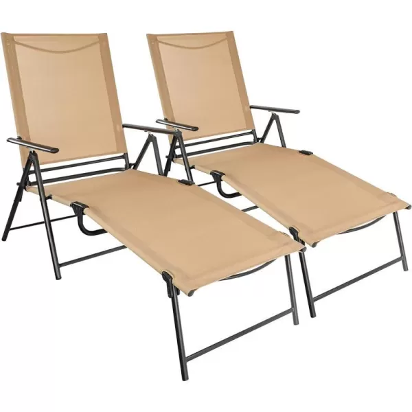 Amazon Basics Sling Outdoor Folding Reclining Chaise Lounger  2Pack TanAmazon Basics Sling Outdoor Folding Reclining Chaise Lounger  2Pack Tan
