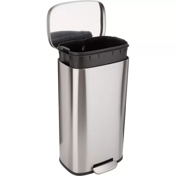 Amazon Basics Smudge Resistant Rectangular Trash Can With SoftClose Foot Pedal Brushed Stainless Steel 50 Liter132 Gallon Satin Nickel Finish30L  79 Gallon