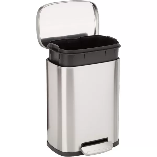Amazon Basics Smudge Resistant Rectangular Trash Can With SoftClose Foot Pedal Brushed Stainless Steel 50 Liter132 Gallon Satin Nickel Finish5L  13 Gallon