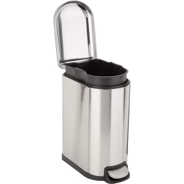 Amazon Basics Smudge Resistant Small DShaped Trash Can With SoftClose Foot Pedal For Narrow Spaces 10 Liter26 Gallons Brushed Stainless SteelNarrow 10L  26 Gallon Brushed Stainless Steel