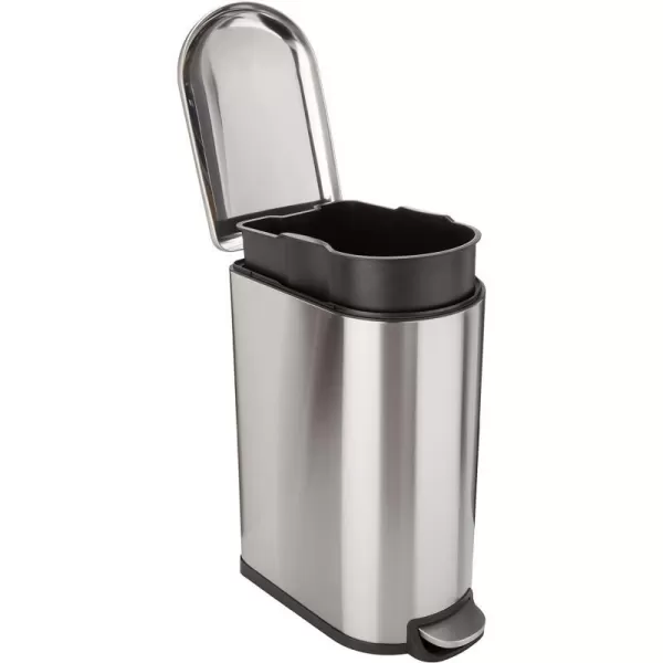 Amazon Basics Smudge Resistant Small DShaped Trash Can With SoftClose Foot Pedal For Narrow Spaces 10 Liter26 Gallons Brushed Stainless SteelNarrow 40L  105 Gallon Brushed Stainless Steel