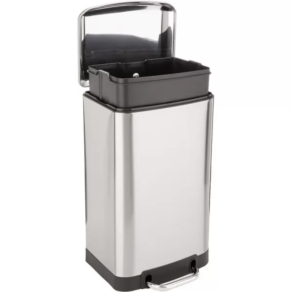 Amazon Basics Smudge Resistant Small DShaped Trash Can With SoftClose Foot Pedal For Narrow Spaces 10 Liter26 Gallons Brushed Stainless SteelWide 20L  53 Gallon Nickel