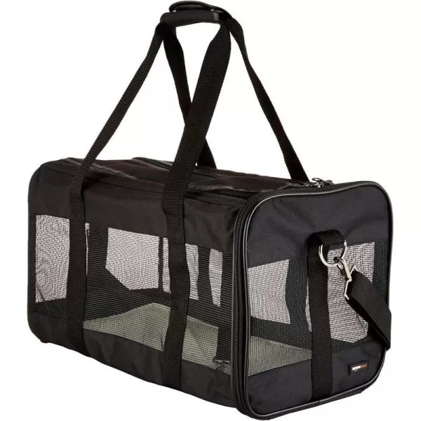 Amazon Basics SoftSided Mesh Pet Travel Carrier for Cat Dog Large BlackLarge Without Wheels