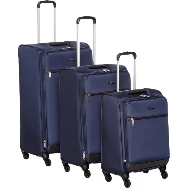 Amazon Basics Softside Spinner Suitcases3piece Set Navy Blue