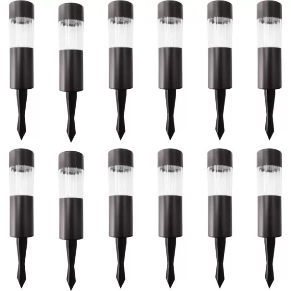 Amazon Basics Solar Outdoor Lights LED lights for Garden Pathway Patio Black 185 in x 185 in x 981 in 12PackBlack 12Pack