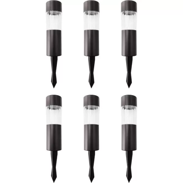 Amazon Basics Solar Outdoor Lights LED lights for Garden Pathway Patio Black 185 in x 185 in x 981 in 12PackBlack 6Pack