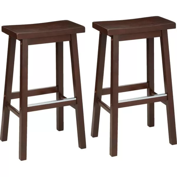 Amazon Basics Solid Wood SaddleSeat Kitchen Counter Barstool 29Inch Height Black  Set of 2Walnut 29 Barstool
