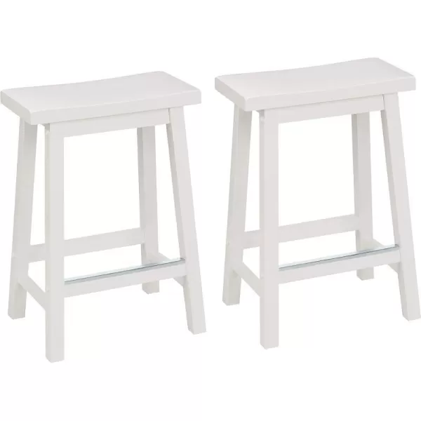Amazon Basics Solid Wood SaddleSeat Kitchen Counter Barstool 29Inch Height Black  Set of 2White 24 Counter Stool