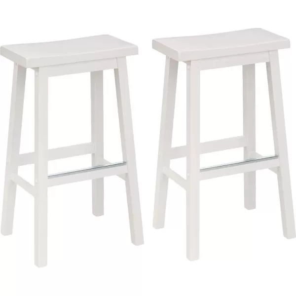 Amazon Basics Solid Wood SaddleSeat Kitchen Counter Barstool 29Inch Height Black  Set of 2White 29 Barstool