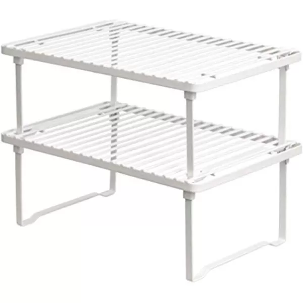 Amazon Basics Stackable Metal Kitchen Storage Shelves Set of 2  White 125 L x 8 D x 45 HAmazon Basics Stackable Metal Kitchen Storage Shelves Set of 2  White 125 L x 8 D x 45 H