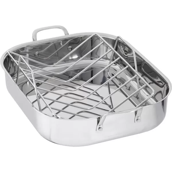 Amazon Basics Stainless Steel Rectangular Roasting Pan with Rack 16InchAmazon Basics Stainless Steel Rectangular Roasting Pan with Rack 16Inch