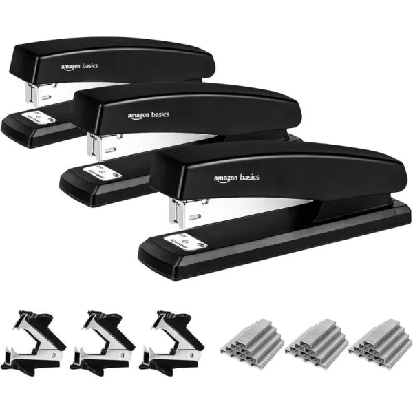 Amazon Basics Stapler Value Pack Including Staples and Staple Remover 3 Pack BlackAmazon Basics Stapler Value Pack Including Staples and Staple Remover 3 Pack Black